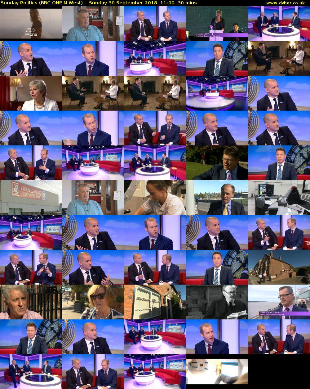 Sunday Politics (BBC ONE N West) Sunday 30 September 2018 11:00 - 11:30