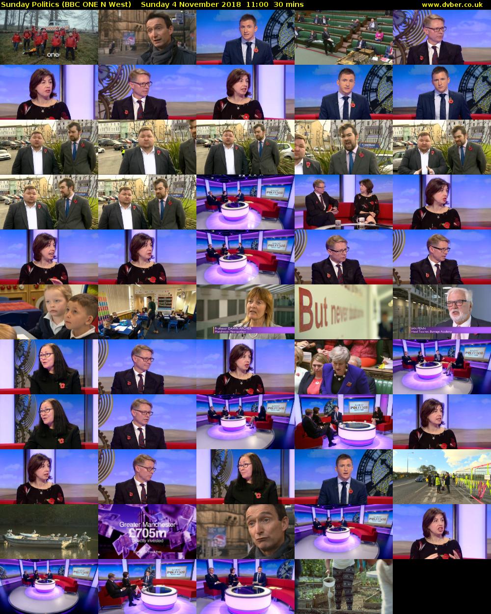 Sunday Politics (BBC ONE N West) Sunday 4 November 2018 11:00 - 11:30