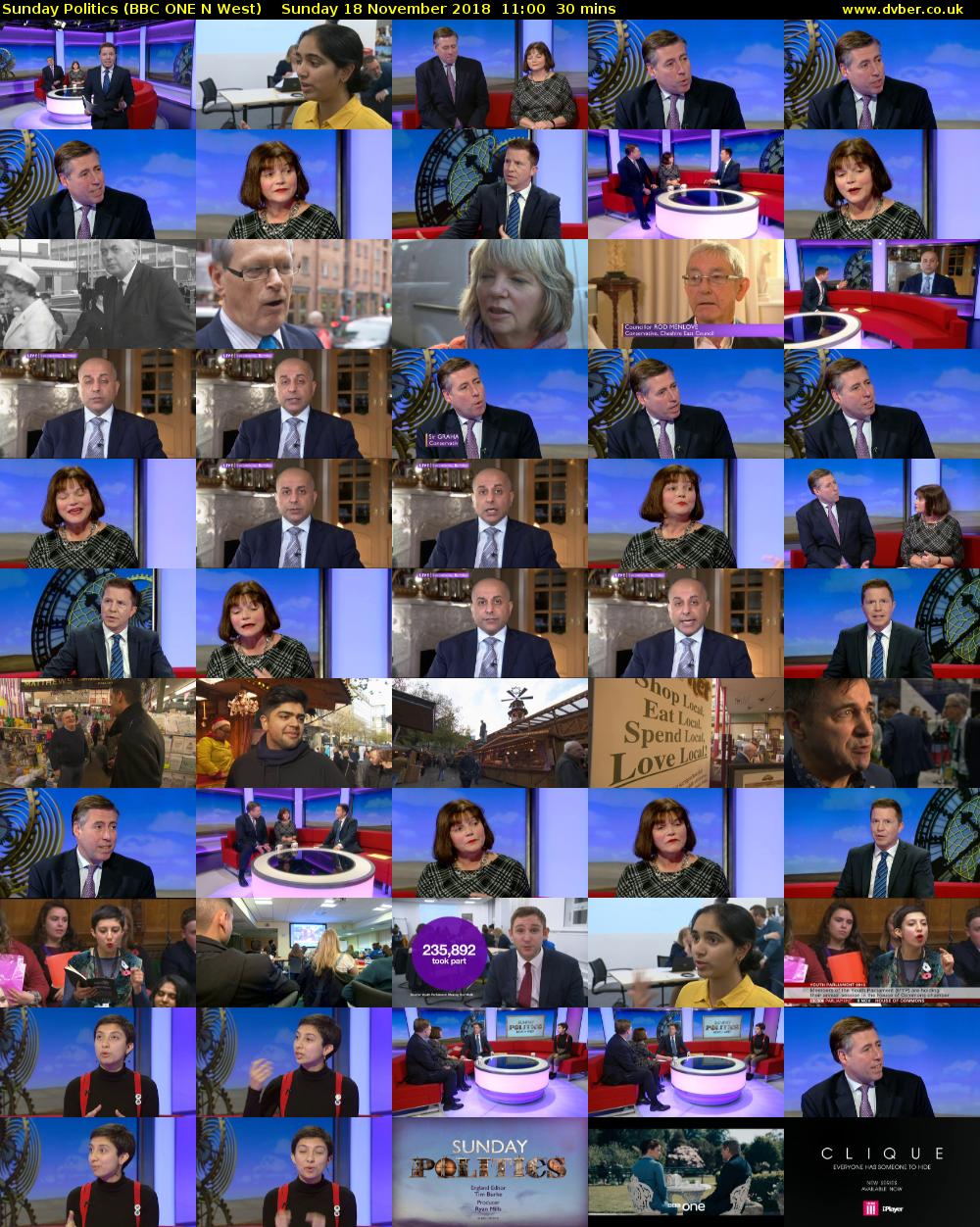 Sunday Politics (BBC ONE N West) Sunday 18 November 2018 11:00 - 11:30