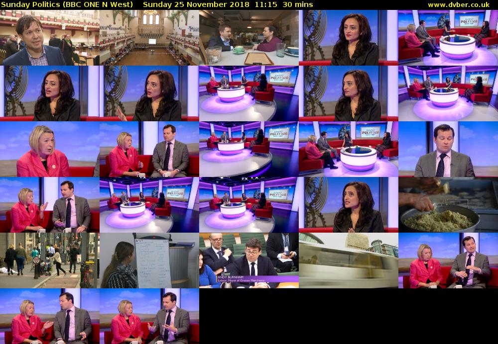 Sunday Politics (BBC ONE N West) Sunday 25 November 2018 11:15 - 11:45