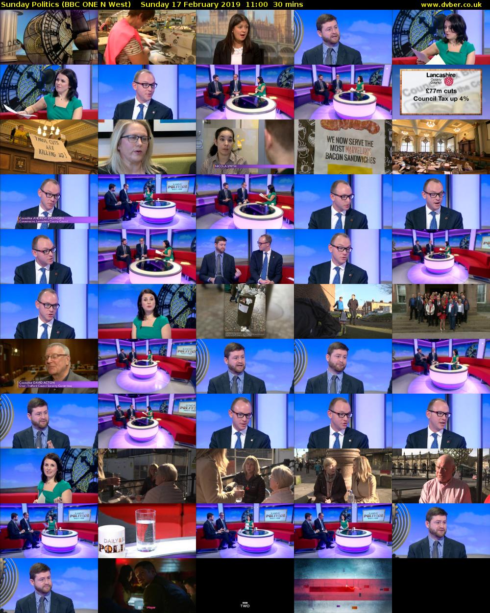 Sunday Politics (BBC ONE N West) Sunday 17 February 2019 11:00 - 11:30