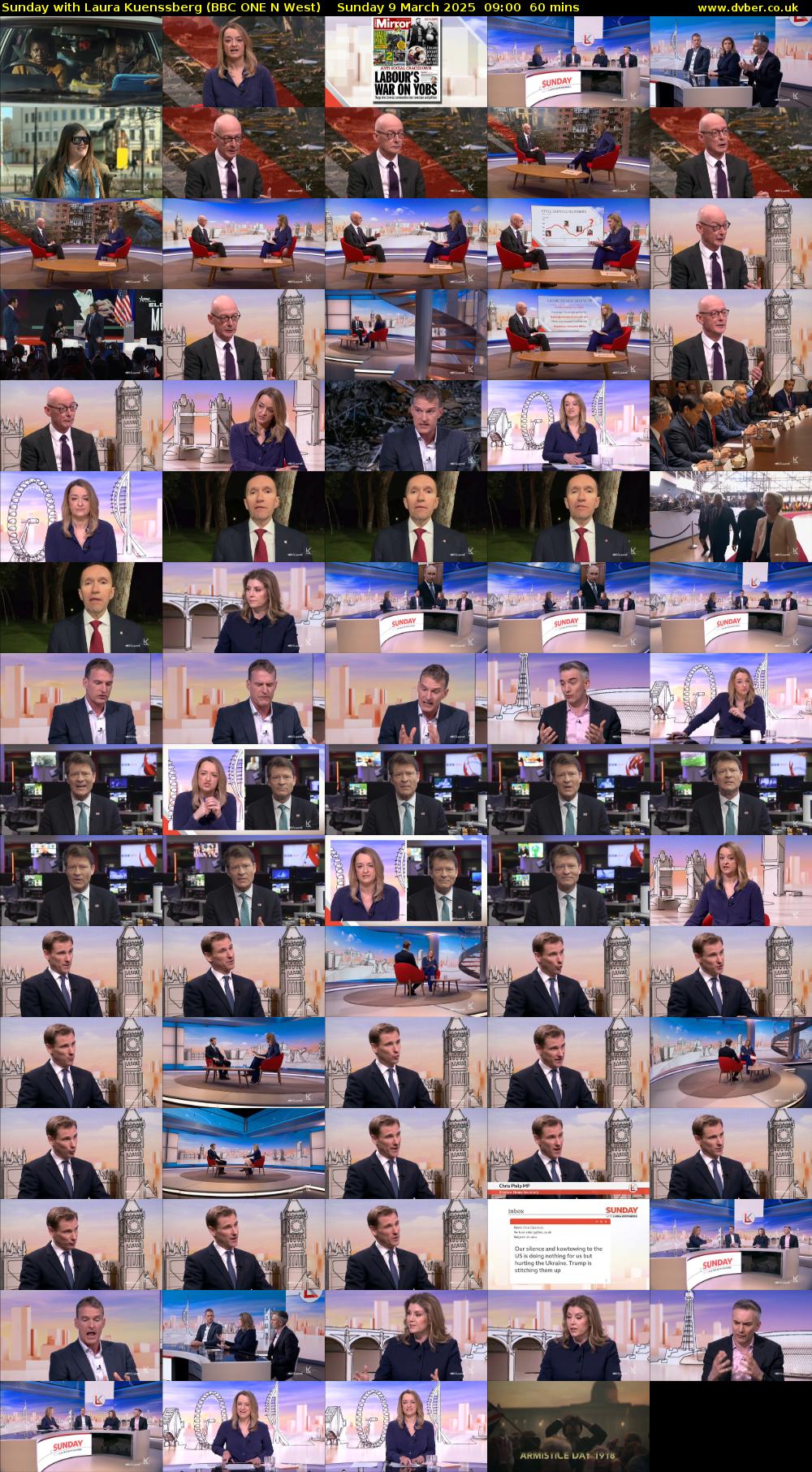 Sunday with Laura Kuenssberg (BBC ONE N West) Sunday 9 March 2025 09:00 - 10:00
