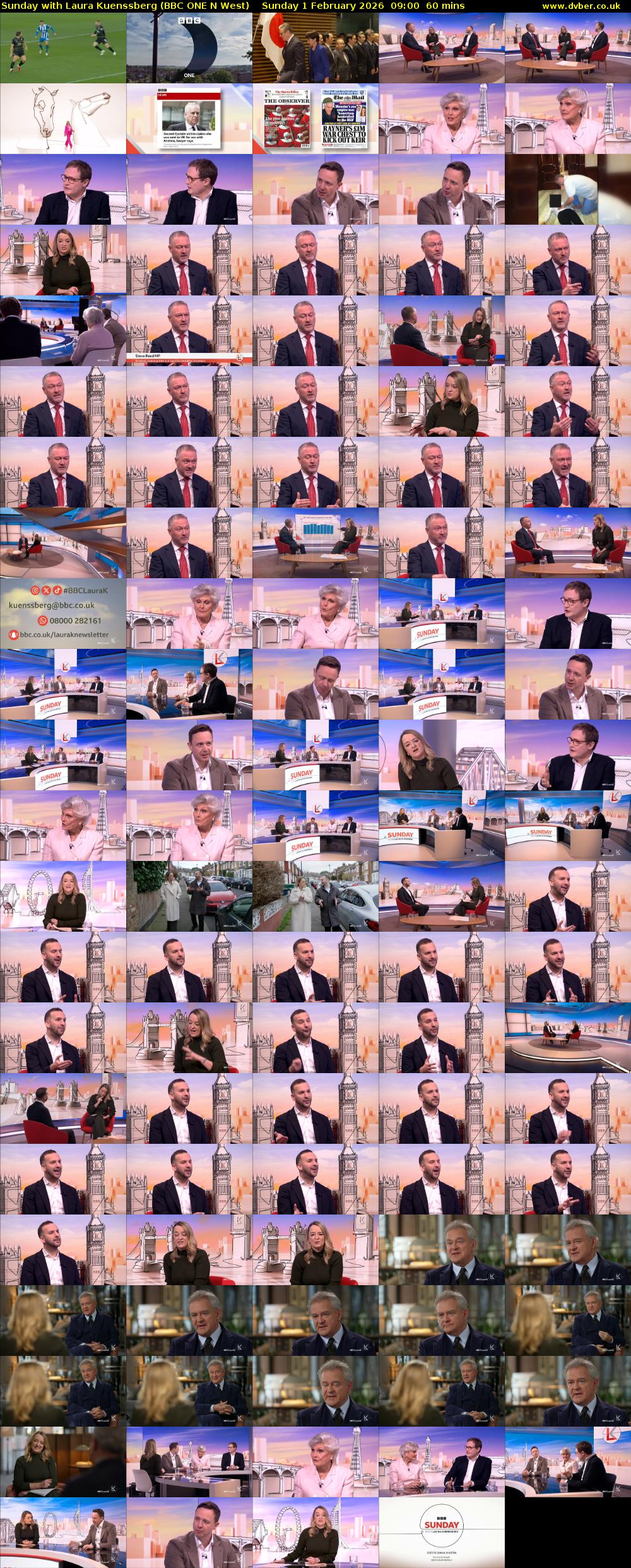 Sunday with Laura Kuenssberg (BBC ONE N West) Sunday 1 February 2026 09:00 - 10:00