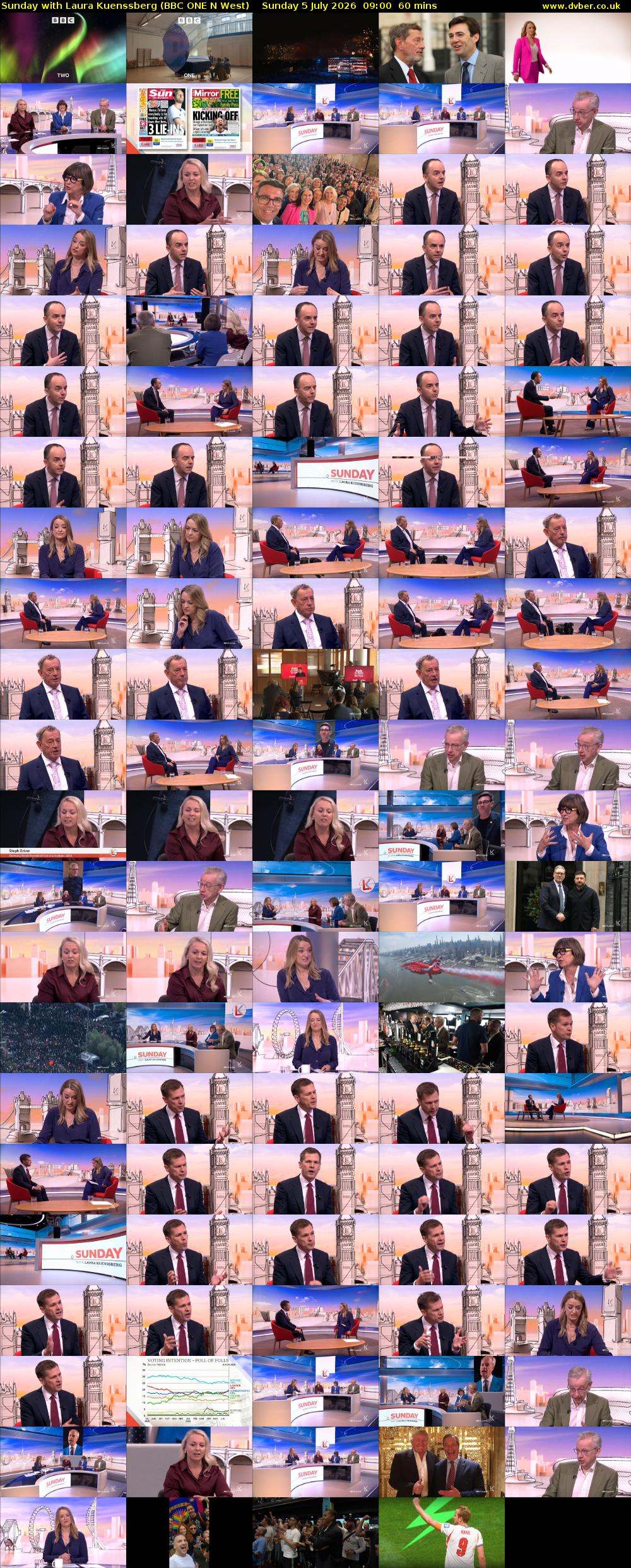 Sunday with Laura Kuenssberg (BBC ONE N West) Sunday 5 July 2026 09:00 - 10:00