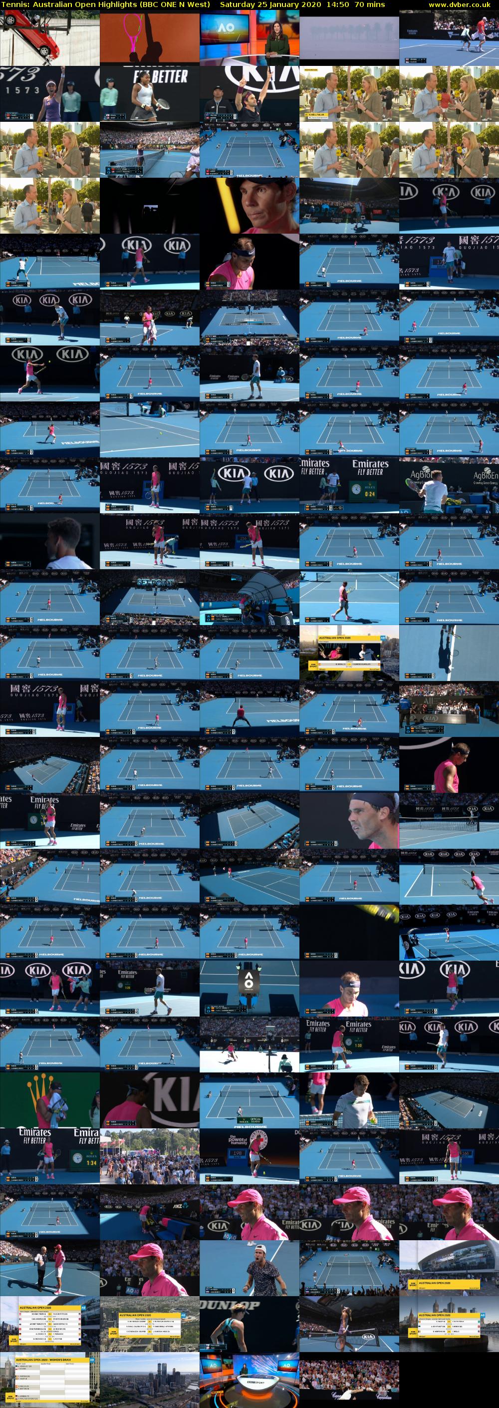 Tennis: Australian Open Highlights (BBC ONE N West) Saturday 25 January 2020 14:50 - 16:00