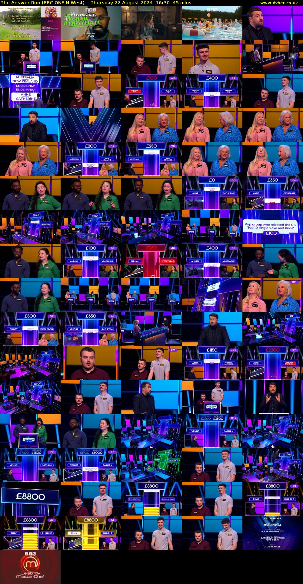 The Answer Run (BBC ONE N West) Thursday 22 August 2024 16:30 - 17:15