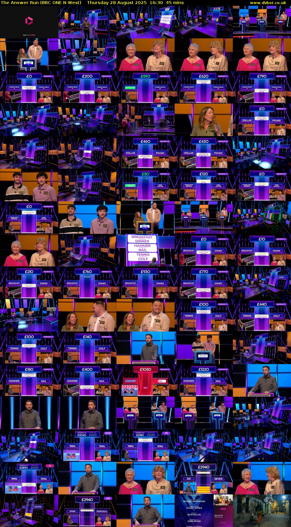 The Answer Run (BBC ONE N West) Thursday 28 August 2025 16:30 - 17:15