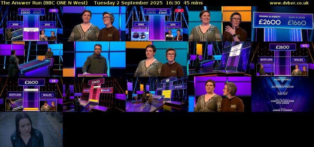 The Answer Run (BBC ONE N West) Tuesday 2 September 2025 16:30 - 17:15