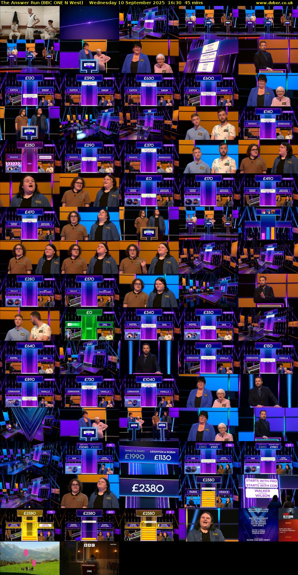 The Answer Run (BBC ONE N West) Wednesday 10 September 2025 16:30 - 17:15