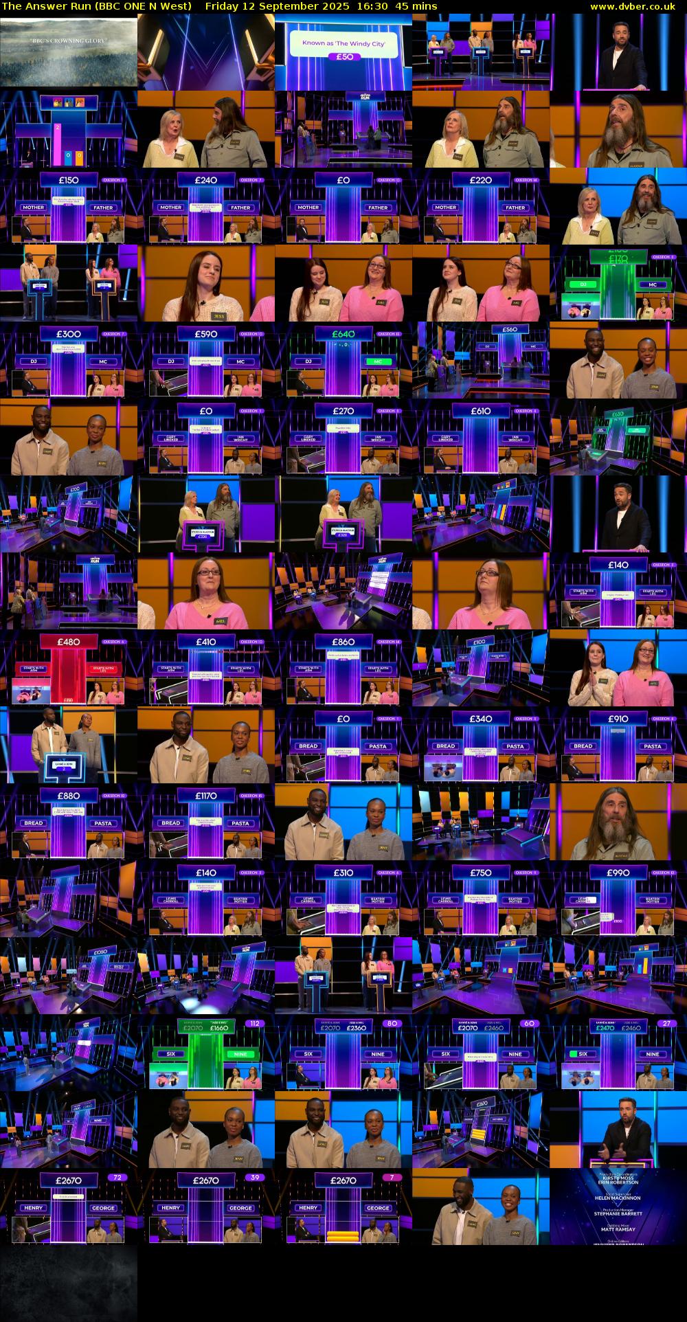 The Answer Run (BBC ONE N West) Friday 12 September 2025 16:30 - 17:15