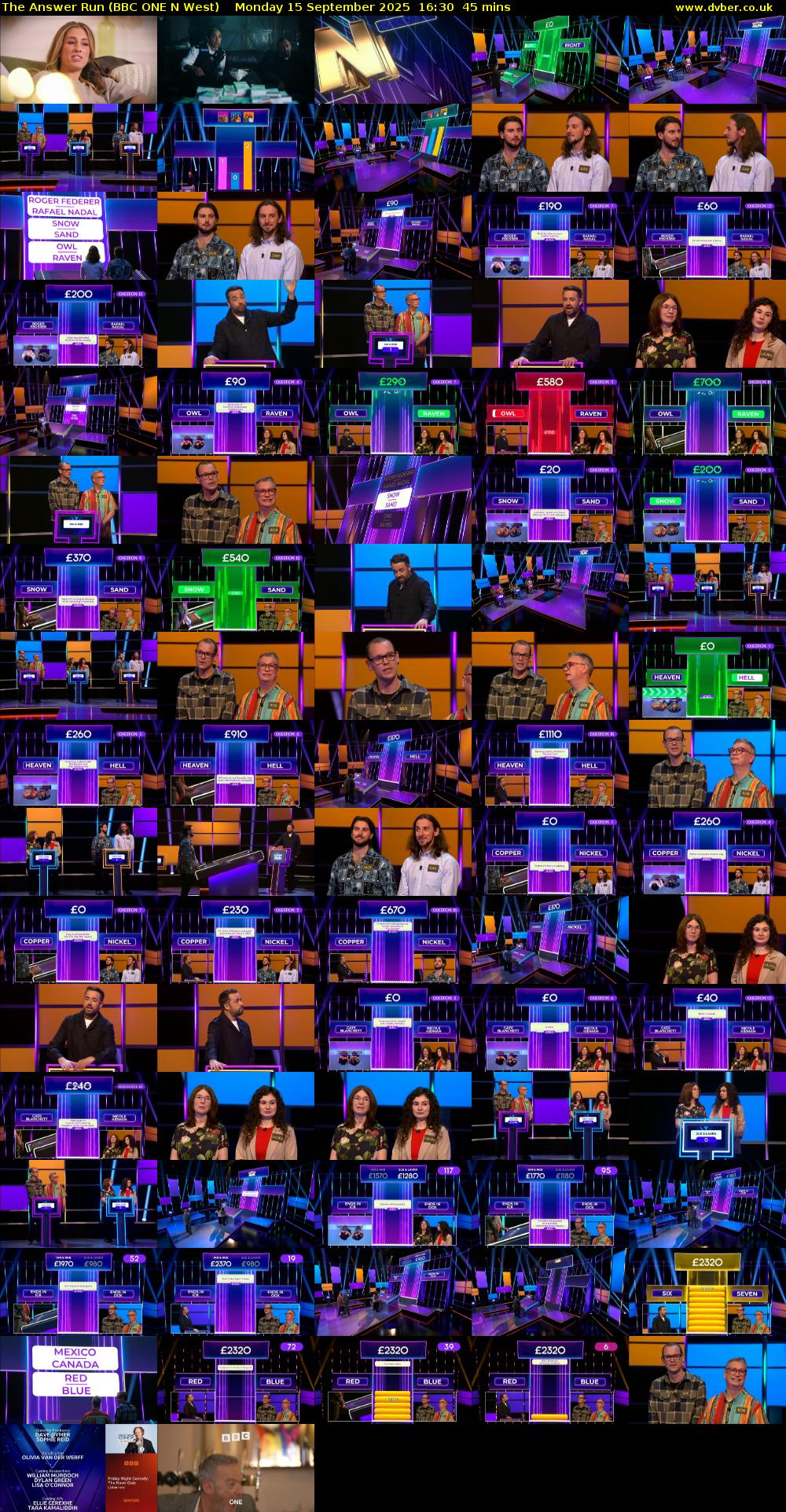 The Answer Run (BBC ONE N West) Monday 15 September 2025 16:30 - 17:15