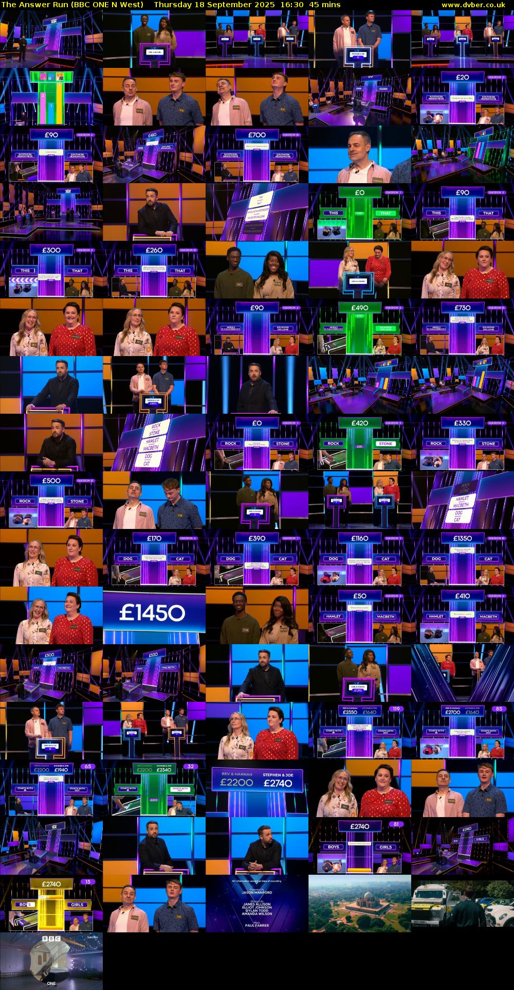 The Answer Run (BBC ONE N West) Thursday 18 September 2025 16:30 - 17:15