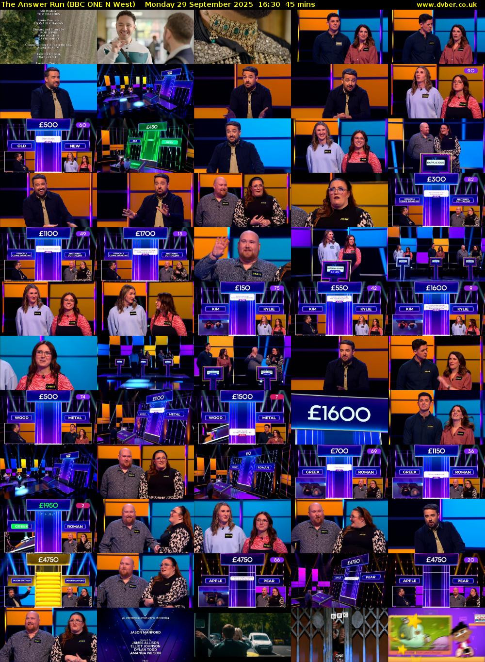 The Answer Run (BBC ONE N West) Monday 29 September 2025 16:30 - 17:15