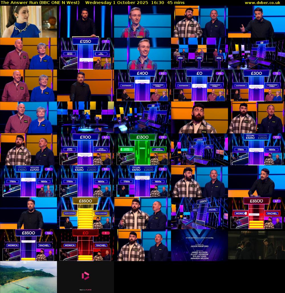 The Answer Run (BBC ONE N West) Wednesday 1 October 2025 16:30 - 17:15