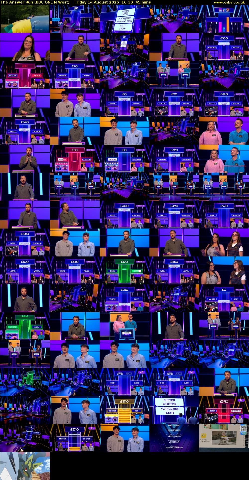 The Answer Run (BBC ONE N West) Friday 14 August 2026 16:30 - 17:15