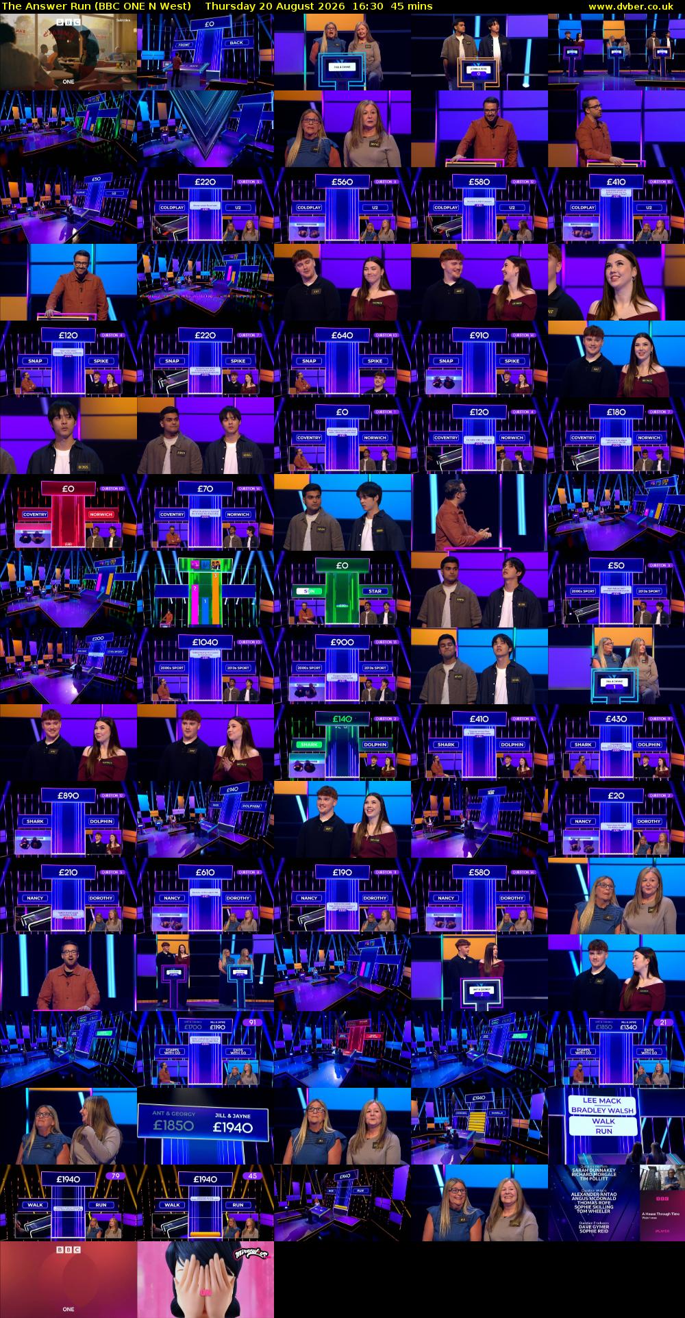 The Answer Run (BBC ONE N West) Thursday 20 August 2026 16:30 - 17:15