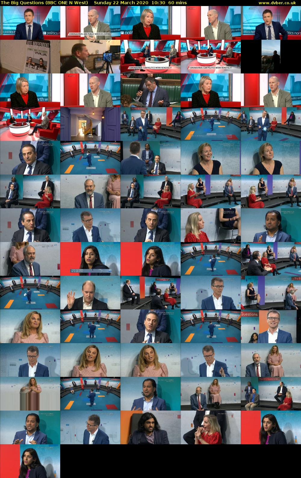 The Big Questions (BBC ONE N West) Sunday 22 March 2020 10:30 - 11:30