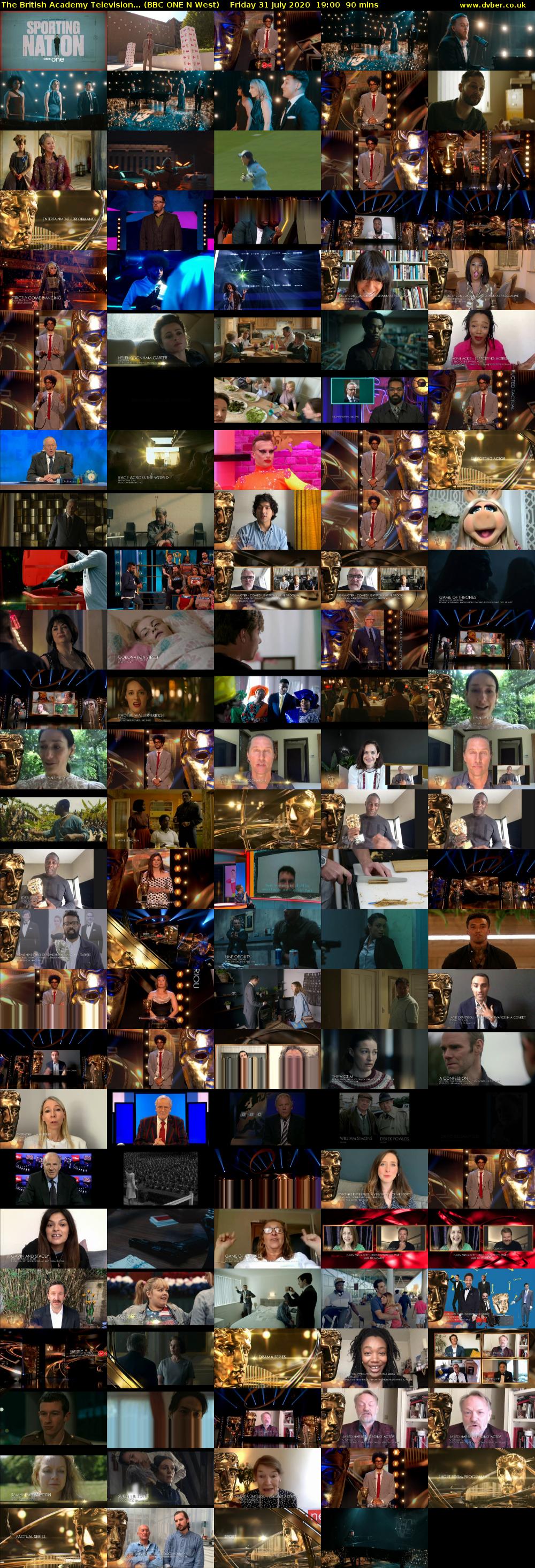 The British Academy Television... (BBC ONE N West) Friday 31 July 2020 19:00 - 20:30