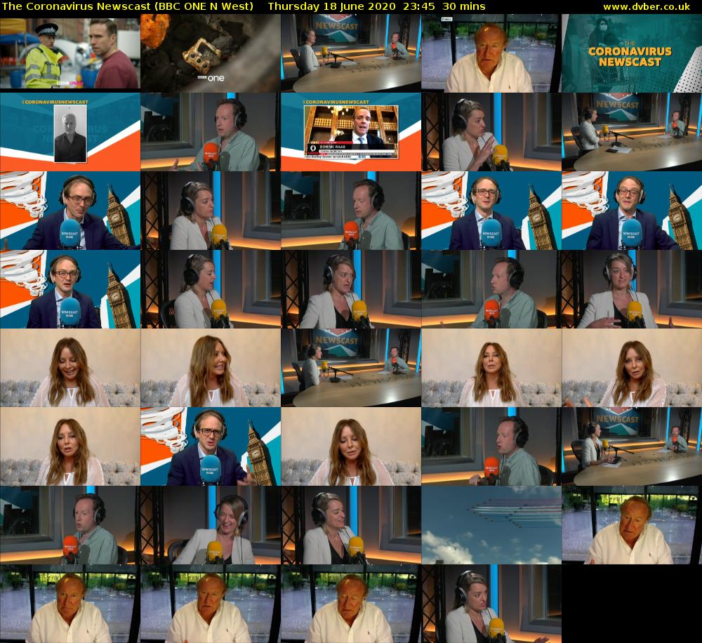 The Coronavirus Newscast (BBC ONE N West) Thursday 18 June 2020 23:45 - 00:15