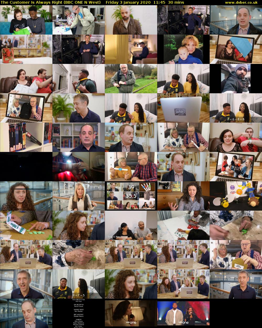 The Customer Is Always Right (BBC ONE N West) Friday 3 January 2020 11:45 - 12:15