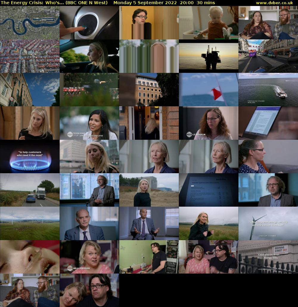 The Energy Crisis: Who's... (BBC ONE N West) Monday 5 September 2022 20:00 - 20:30