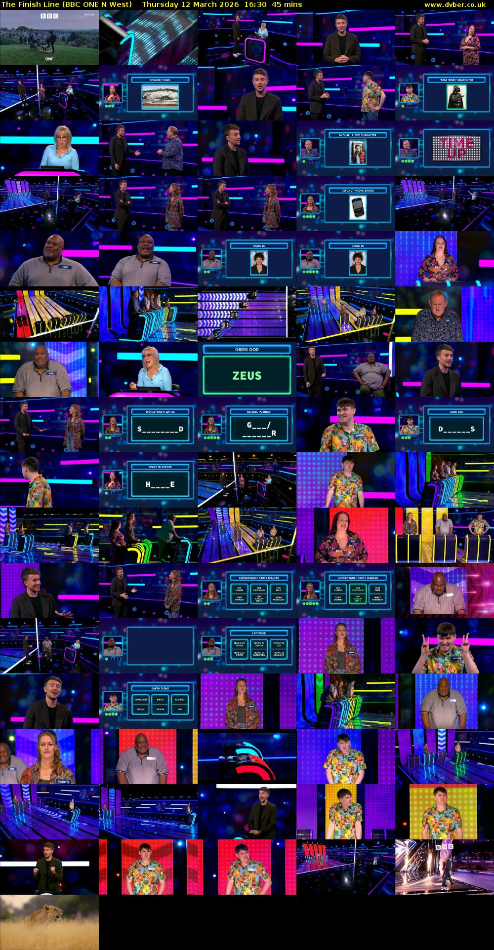 The Finish Line (BBC ONE N West) Thursday 12 March 2026 16:30 - 17:15