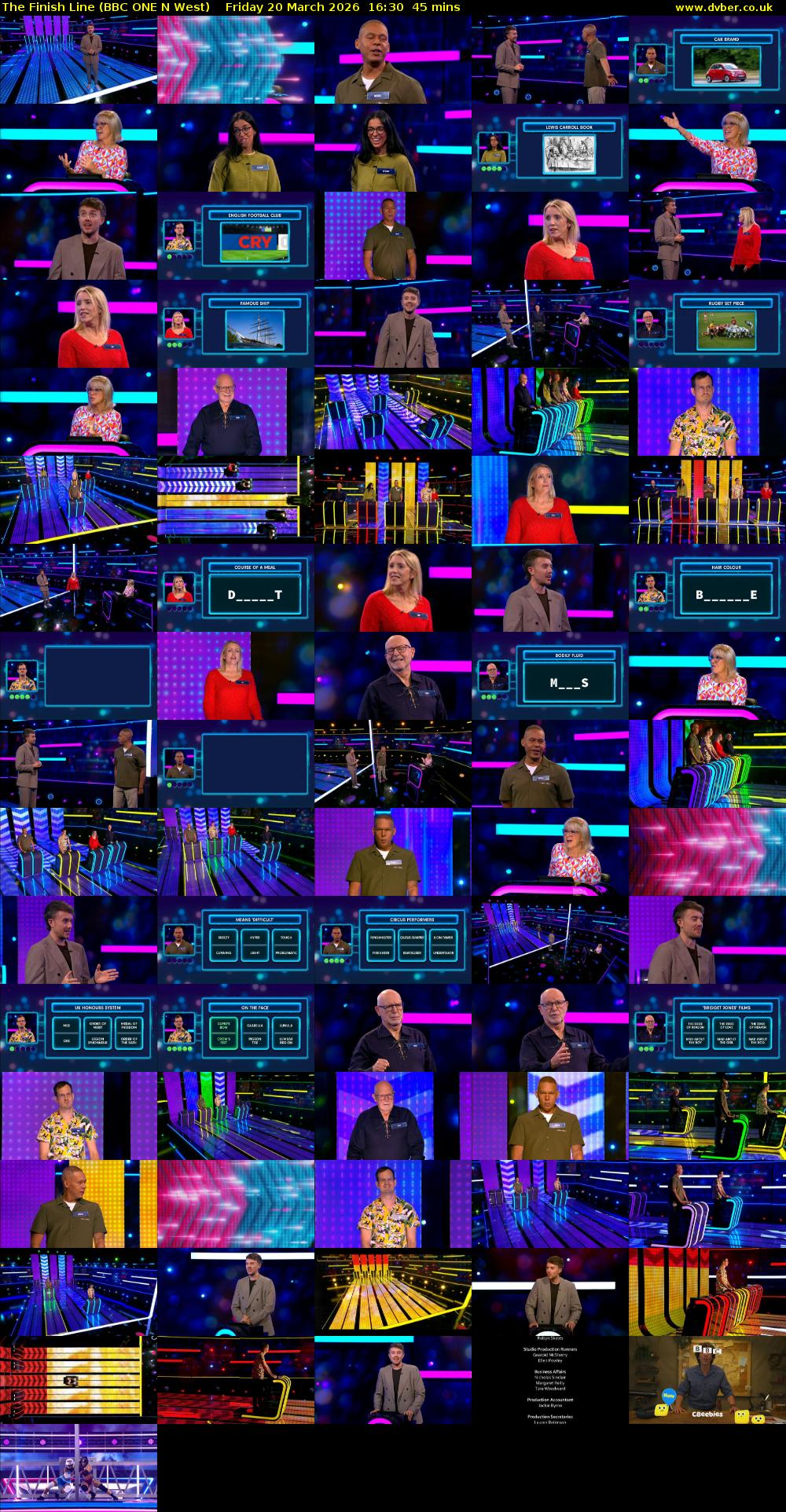 The Finish Line (BBC ONE N West) Friday 20 March 2026 16:30 - 17:15