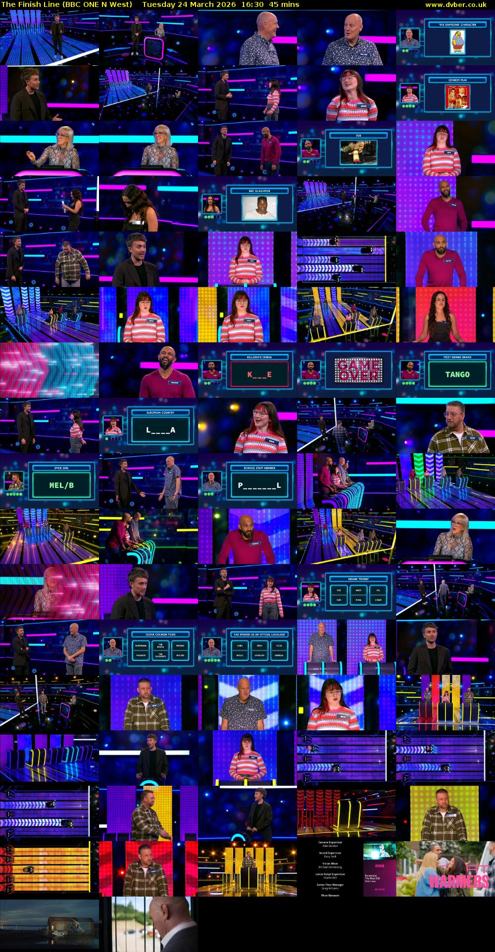 The Finish Line (BBC ONE N West) Tuesday 24 March 2026 16:30 - 17:15