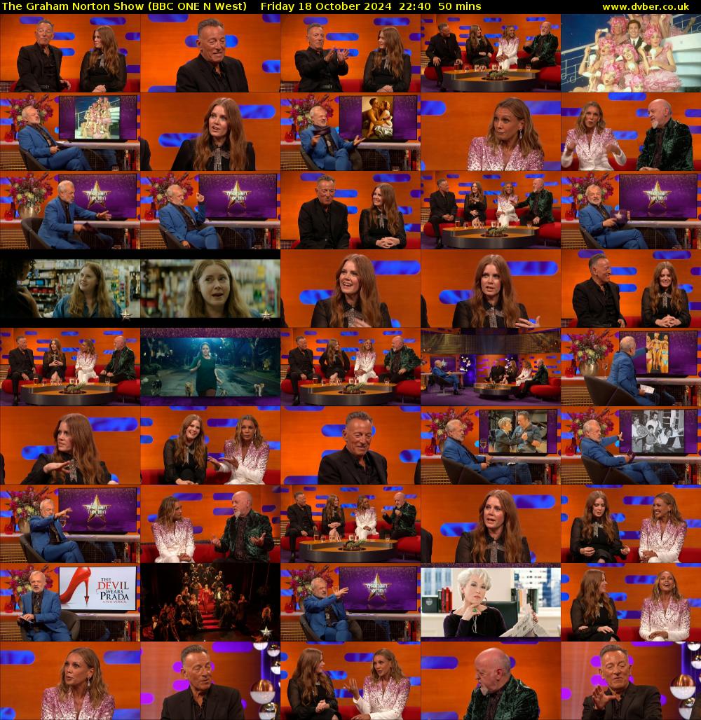 The Graham Norton Show (BBC ONE N West) Friday 18 October 2024 22:40 - 23:30