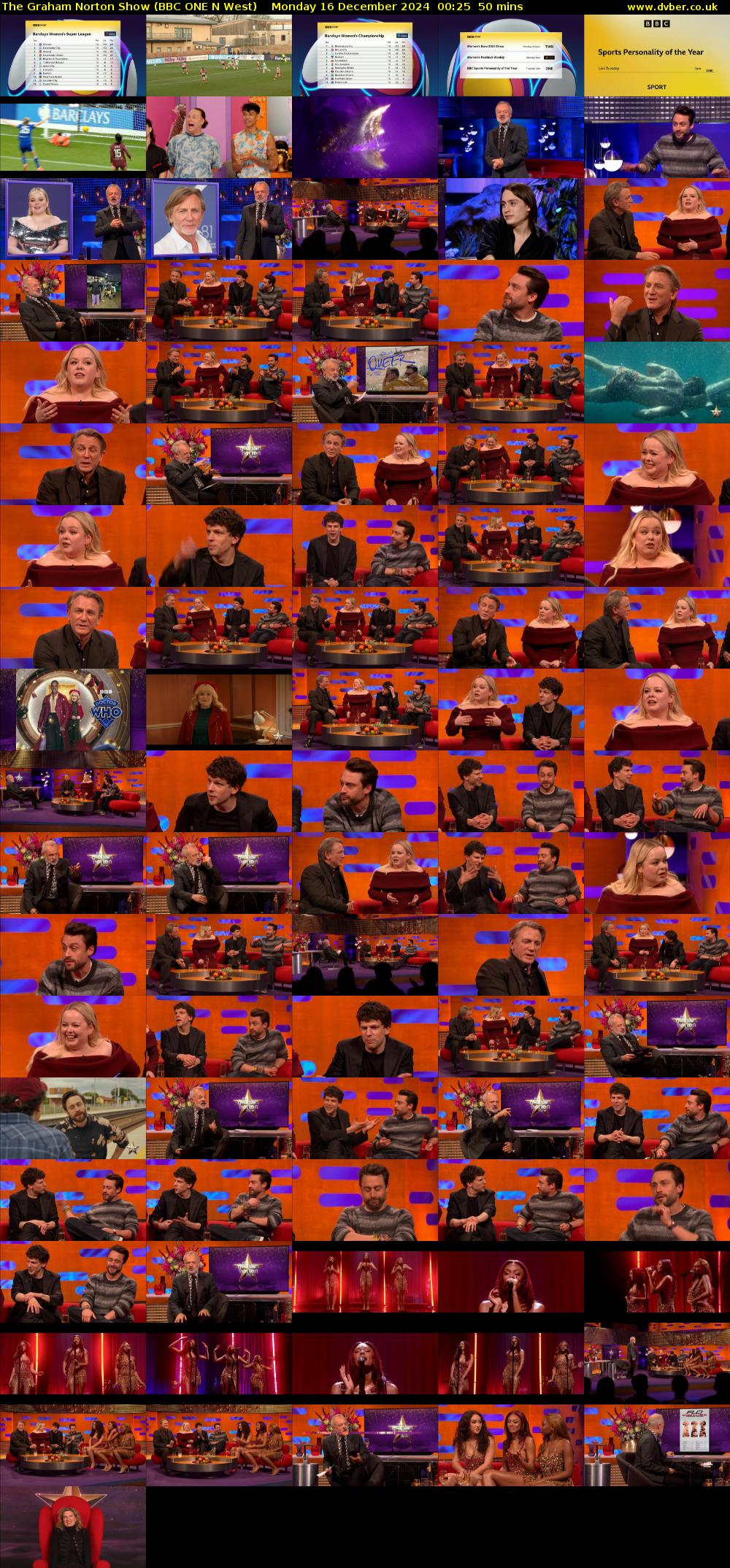 The Graham Norton Show (BBC ONE N West) Monday 16 December 2024 00:25 - 01:15