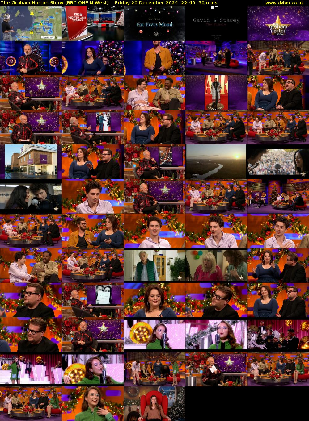The Graham Norton Show (BBC ONE N West) Friday 20 December 2024 22:40 - 23:30