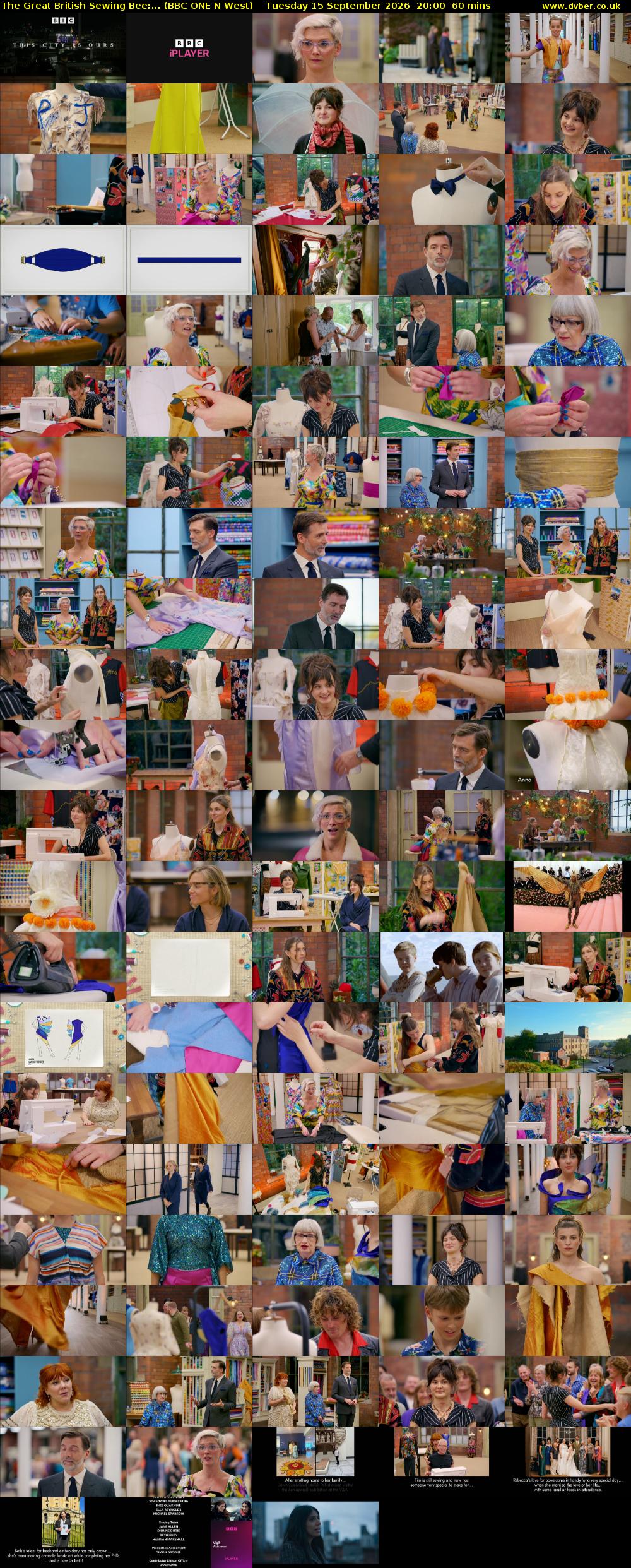 The Great British Sewing Bee:... (BBC ONE N West) Tuesday 15 September 2026 20:00 - 21:00