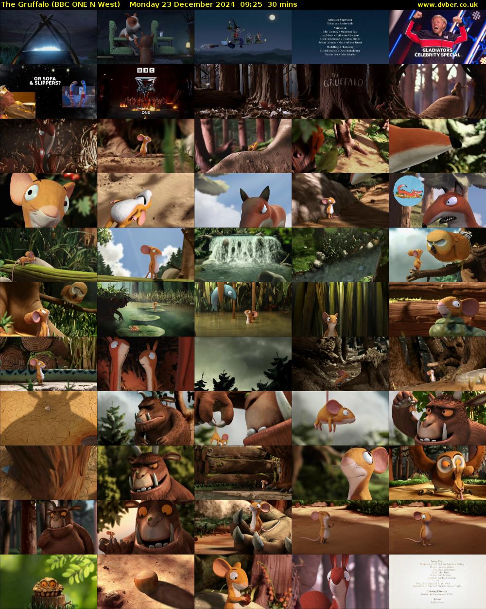 The Gruffalo (BBC ONE N West) Monday 23 December 2024 09:25 - 09:55