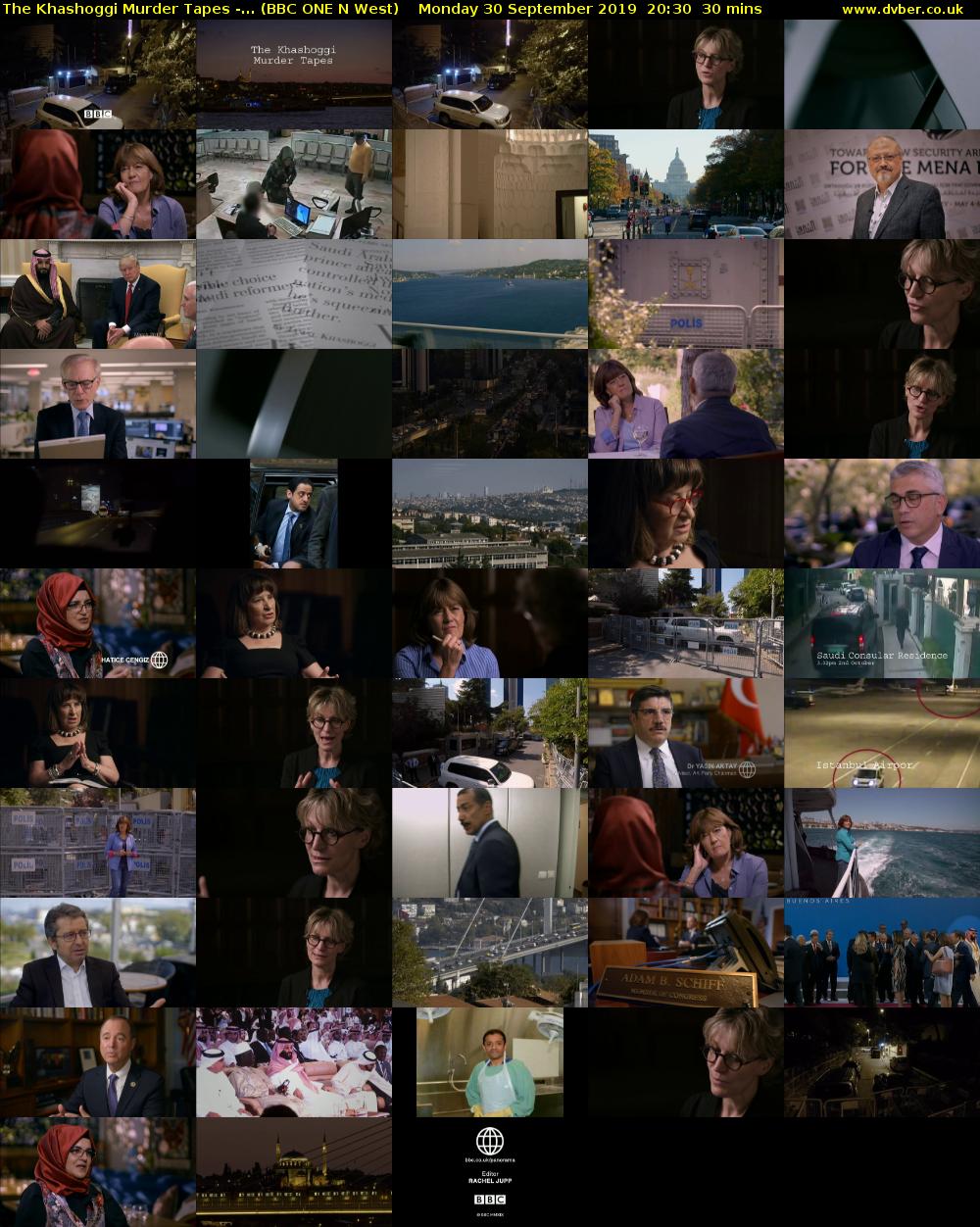 The Khashoggi Murder Tapes -... (BBC ONE N West) Monday 30 September 2019 20:30 - 21:00