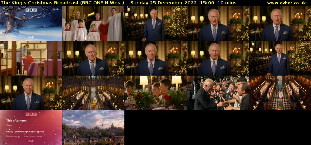 The King's Christmas Broadcast (BBC ONE N West) Sunday 25 December 2022 15:00 - 15:10