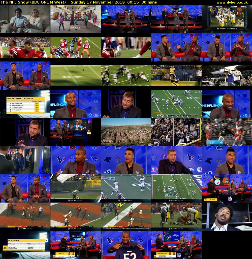 The NFL Show (BBC ONE N West) Sunday 17 November 2019 00:15 - 00:45