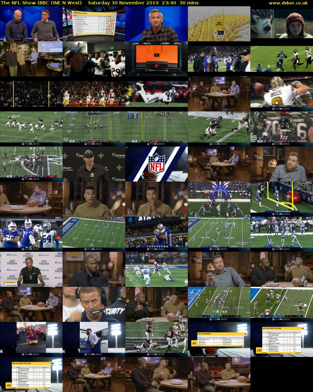 The NFL Show (BBC ONE N West) Saturday 30 November 2019 23:40 - 00:10