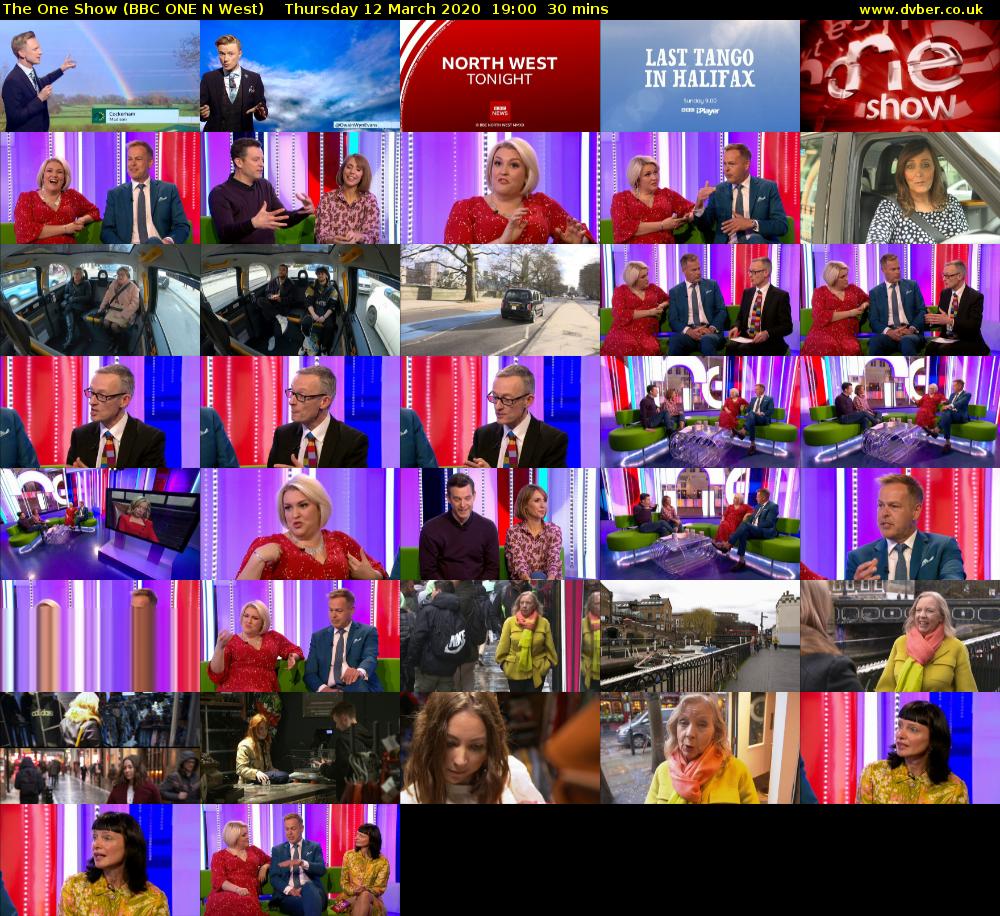 The One Show (BBC ONE N West) Thursday 12 March 2020 19:00 - 19:30