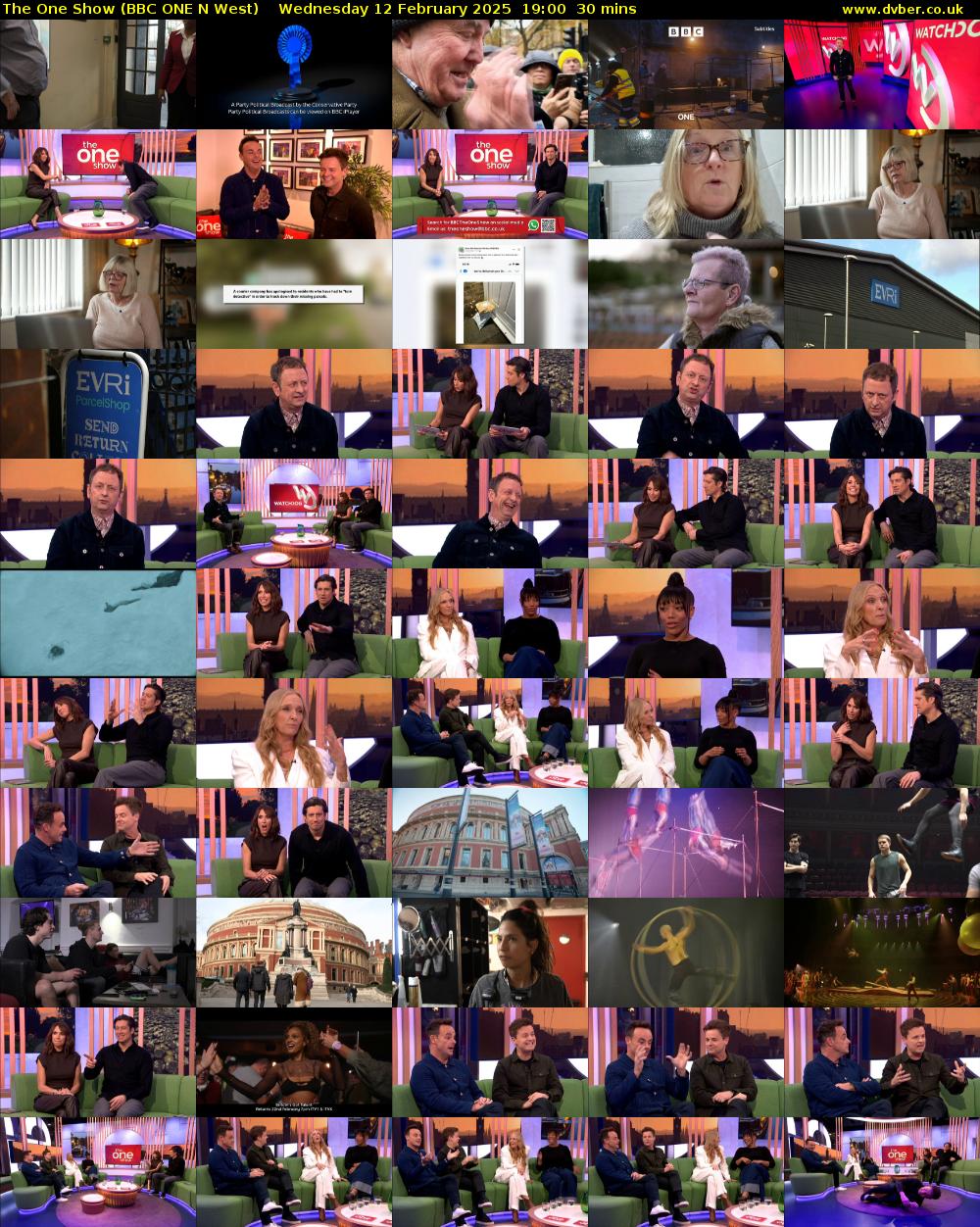 The One Show (BBC ONE N West) Wednesday 12 February 2025 19:00 - 19:30