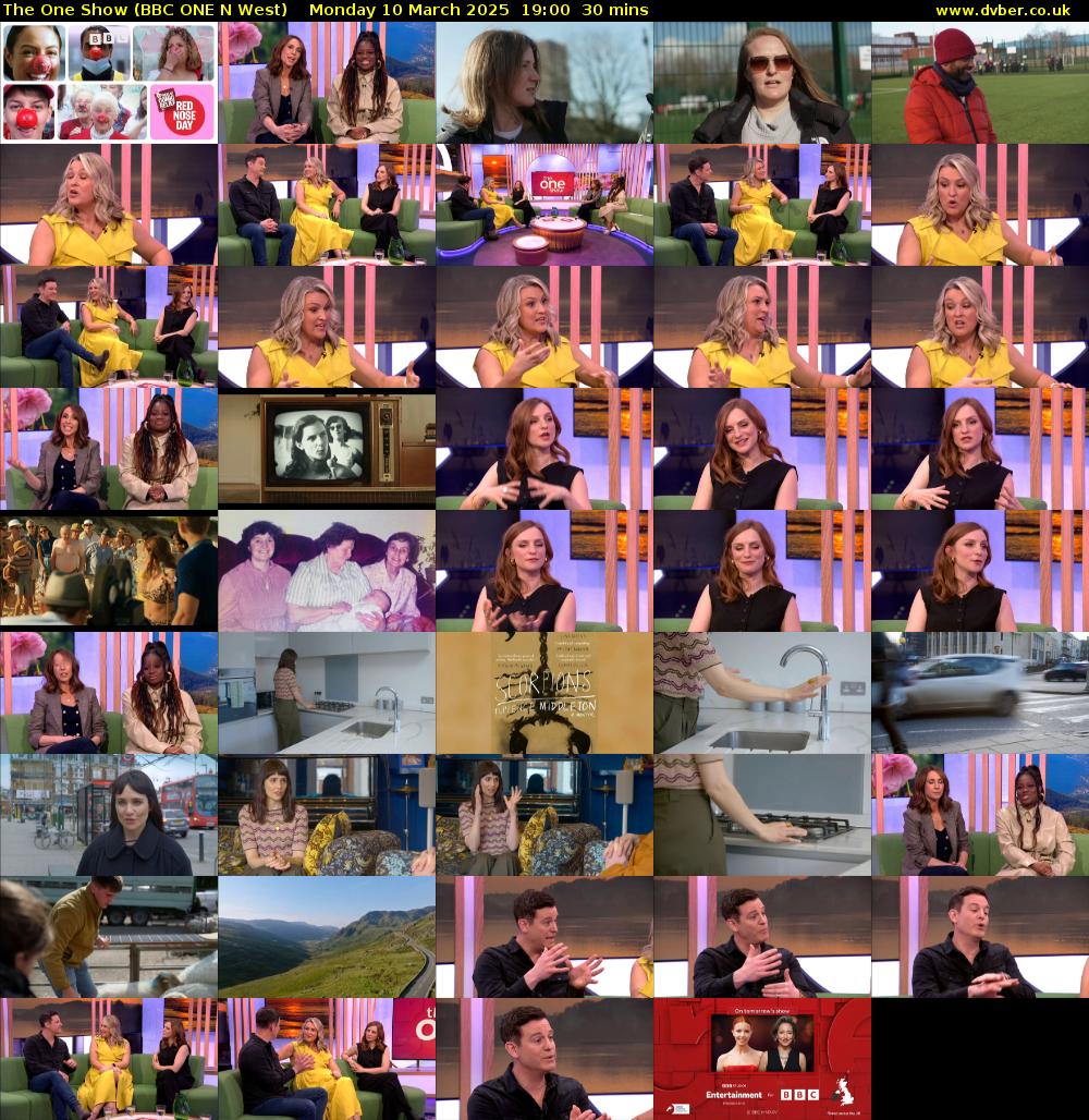 The One Show (BBC ONE N West) Monday 10 March 2025 19:00 - 19:30
