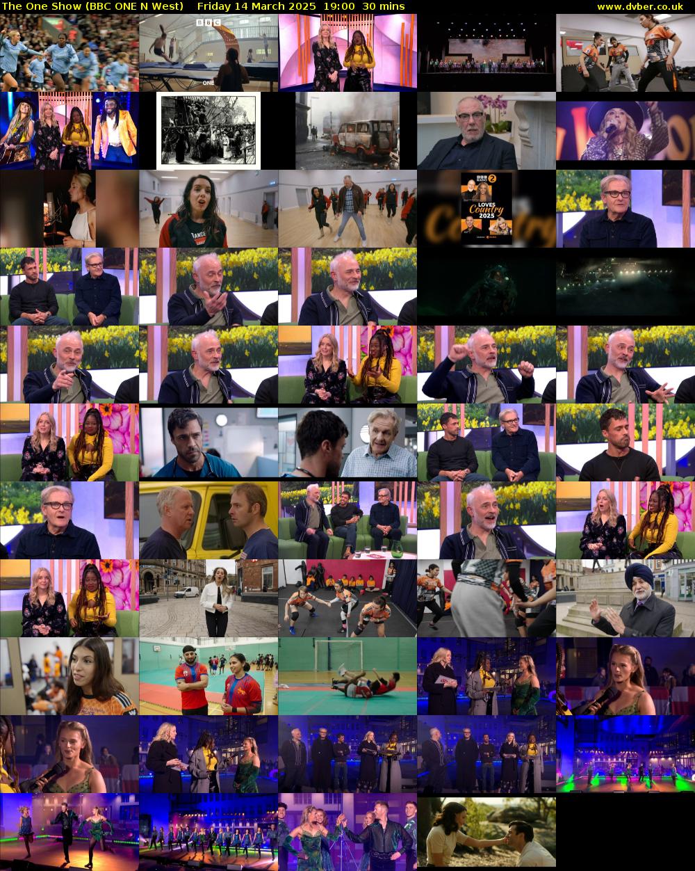 The One Show (BBC ONE N West) Friday 14 March 2025 19:00 - 19:30