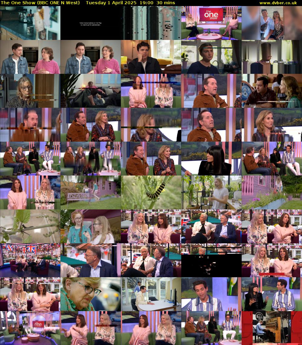 The One Show (BBC ONE N West) Tuesday 1 April 2025 19:00 - 19:30