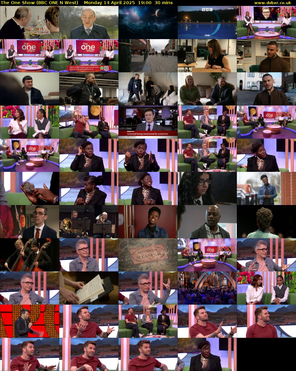 The One Show (BBC ONE N West) Monday 14 April 2025 19:00 - 19:30