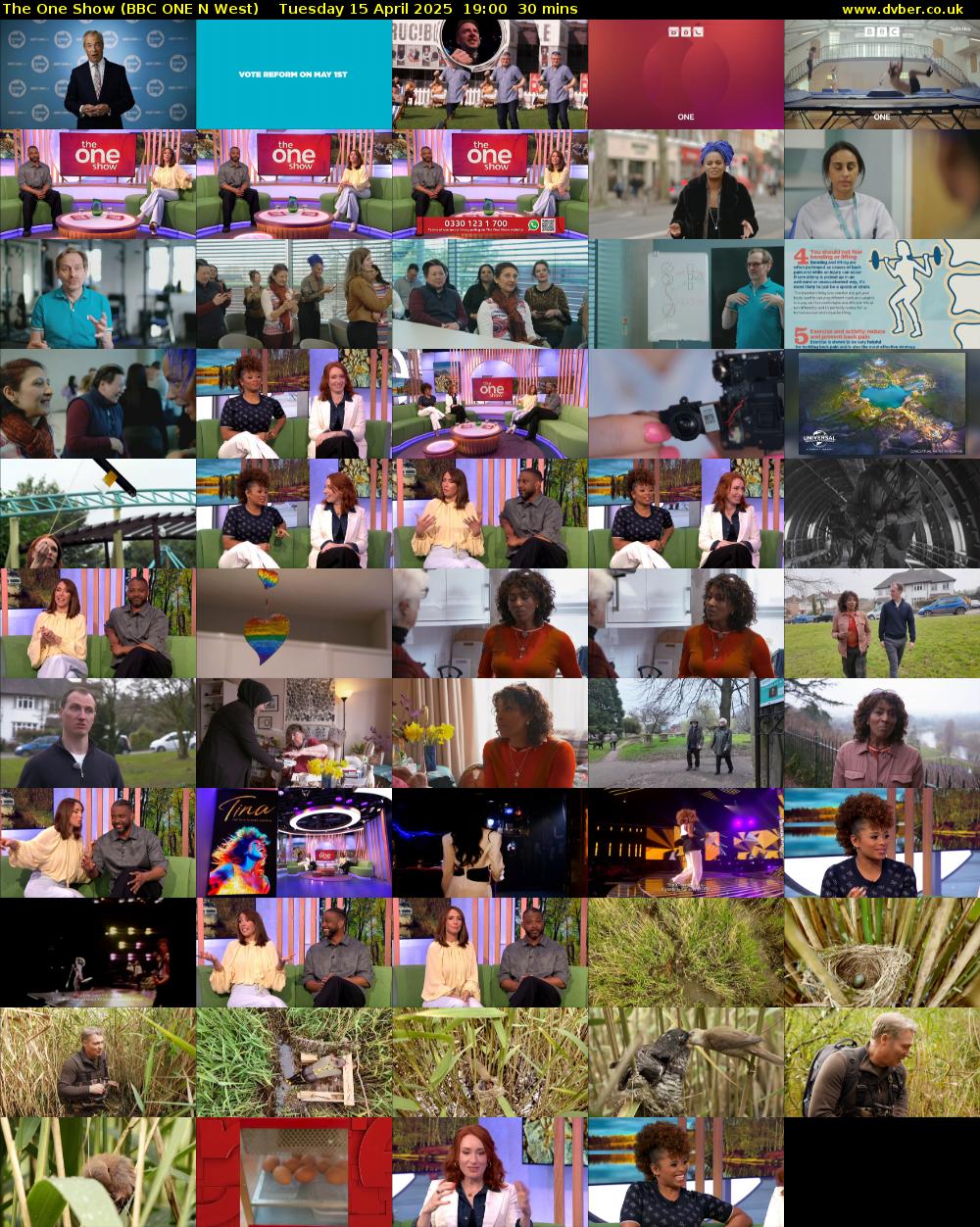 The One Show (BBC ONE N West) Tuesday 15 April 2025 19:00 - 19:30