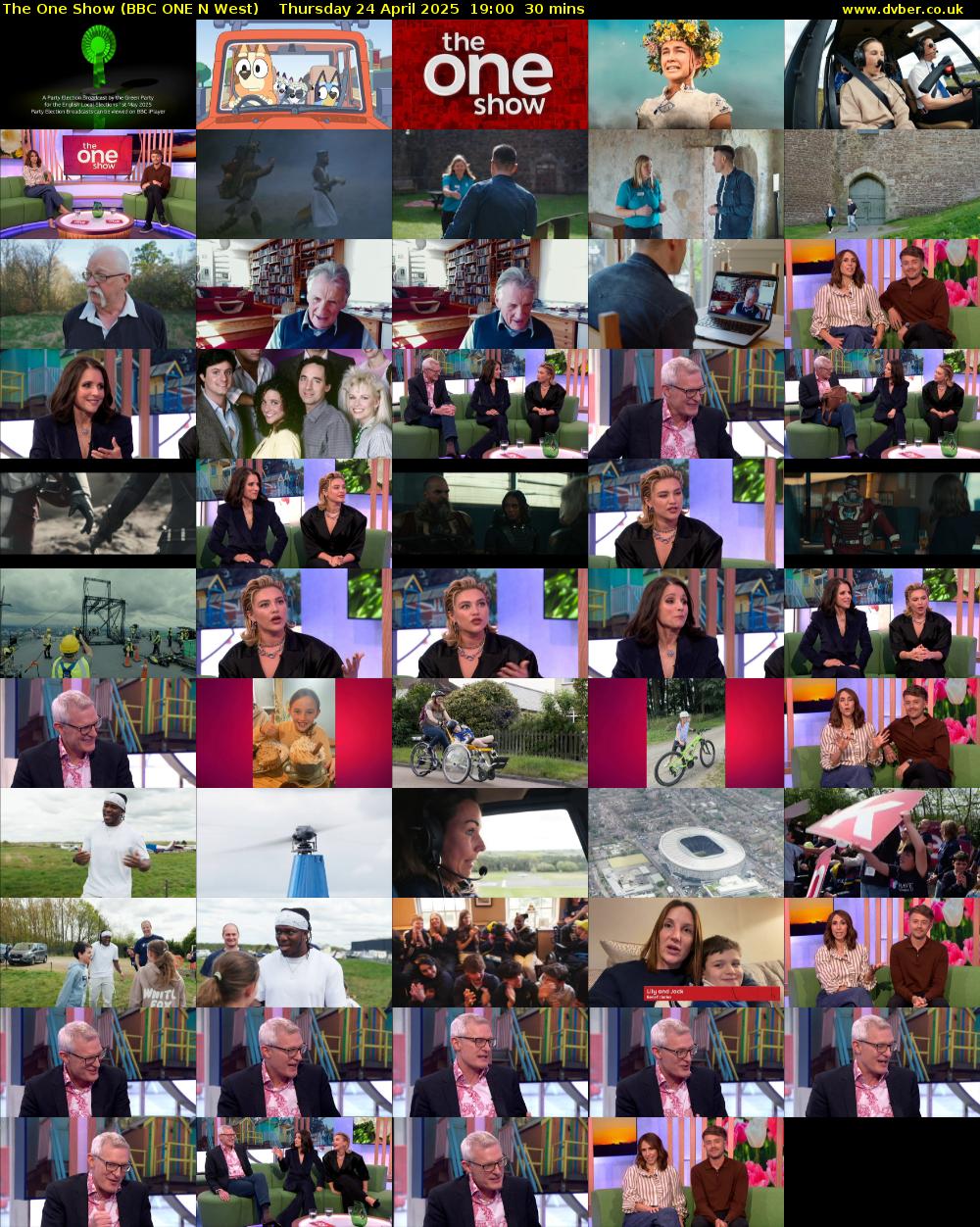The One Show (BBC ONE N West) Thursday 24 April 2025 19:00 - 19:30