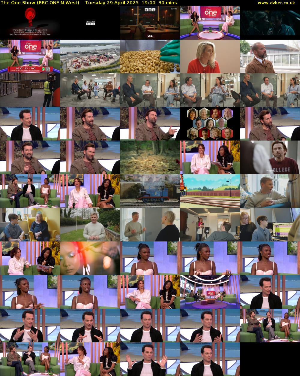 The One Show (BBC ONE N West) Tuesday 29 April 2025 19:00 - 19:30