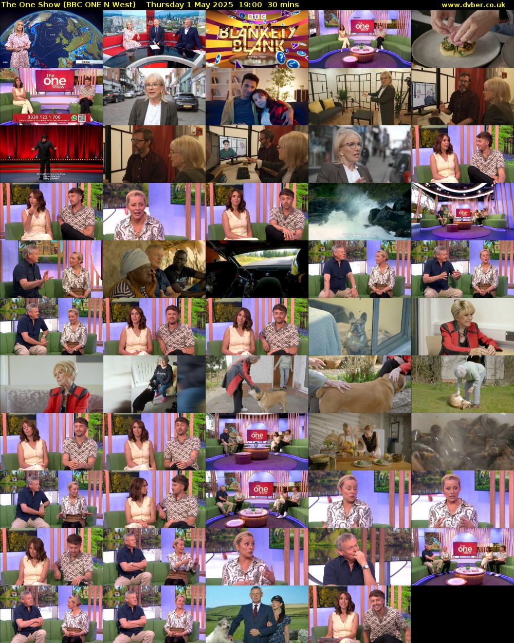 The One Show (BBC ONE N West) Thursday 1 May 2025 19:00 - 19:30