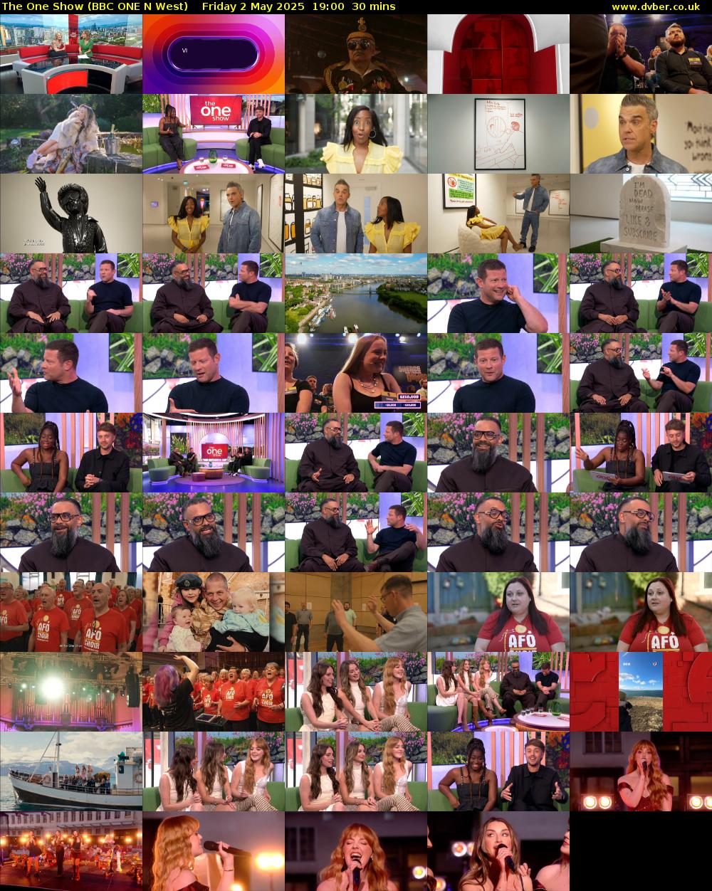The One Show (BBC ONE N West) Friday 2 May 2025 19:00 - 19:30