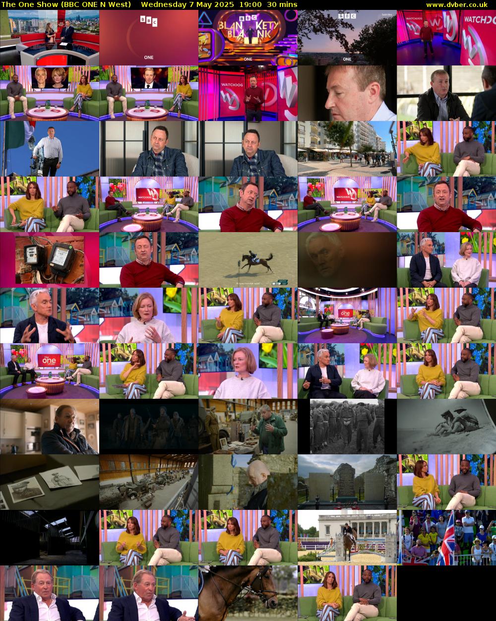 The One Show (BBC ONE N West) Wednesday 7 May 2025 19:00 - 19:30