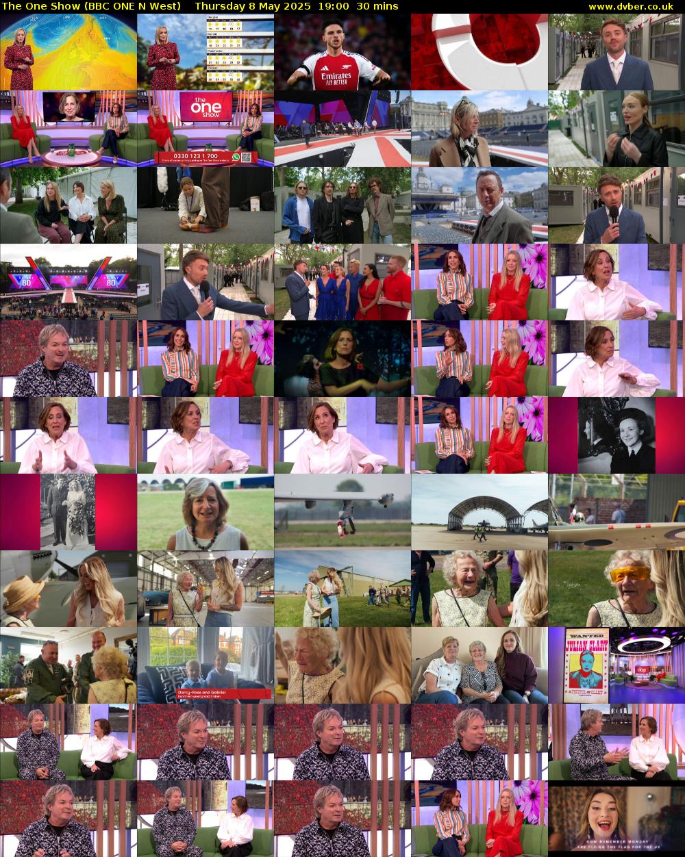 The One Show (BBC ONE N West) Thursday 8 May 2025 19:00 - 19:30